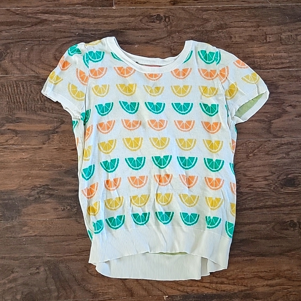 Modcloth Citrus Sweater Size L Short Sleeve